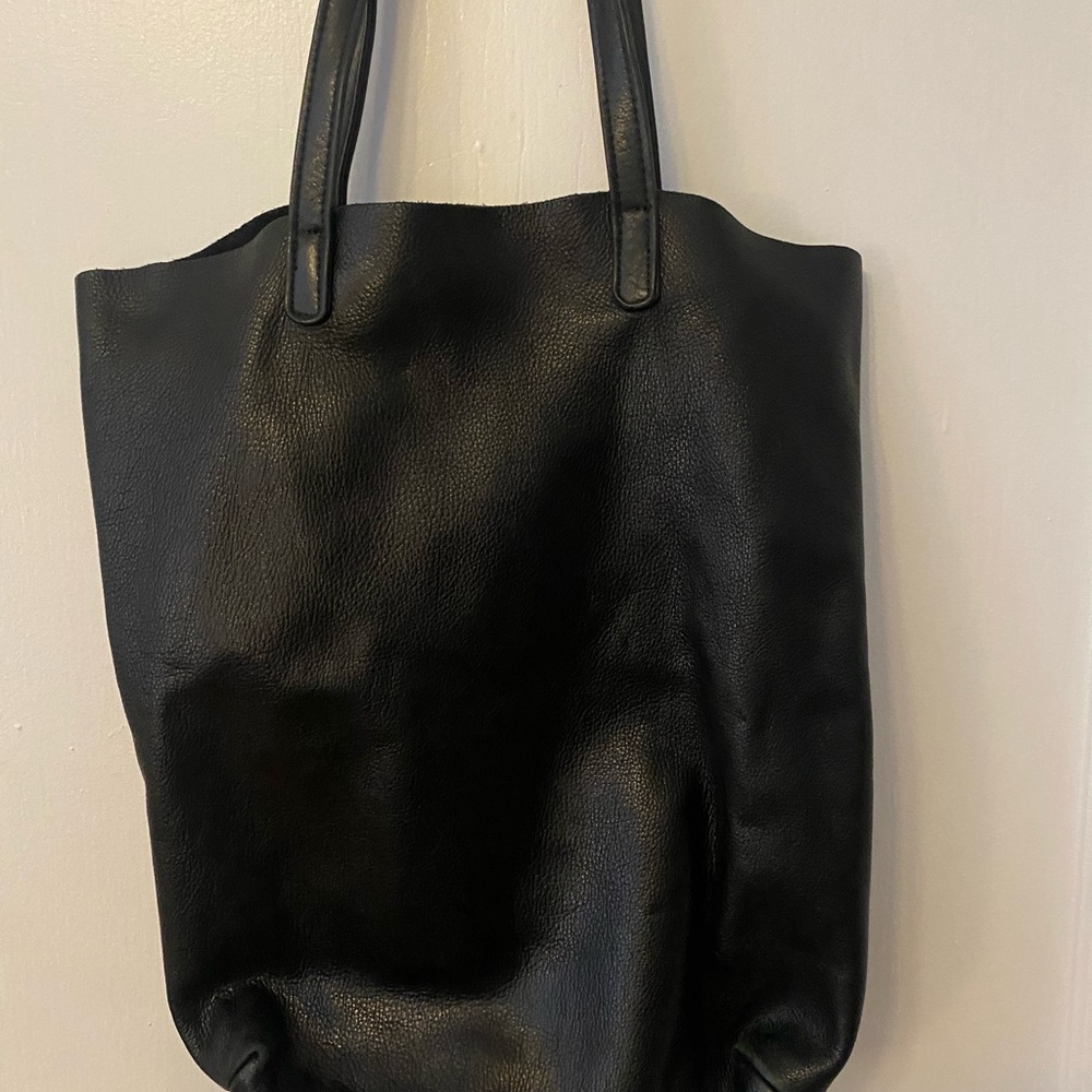 Baggu Black Leather Tote Bag